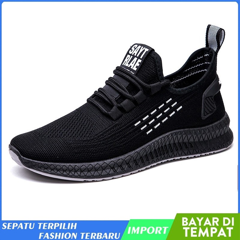 Toread Sepatu Sneakers Pria Sepatu Casual Running Sepatu Sekolah Black MR110