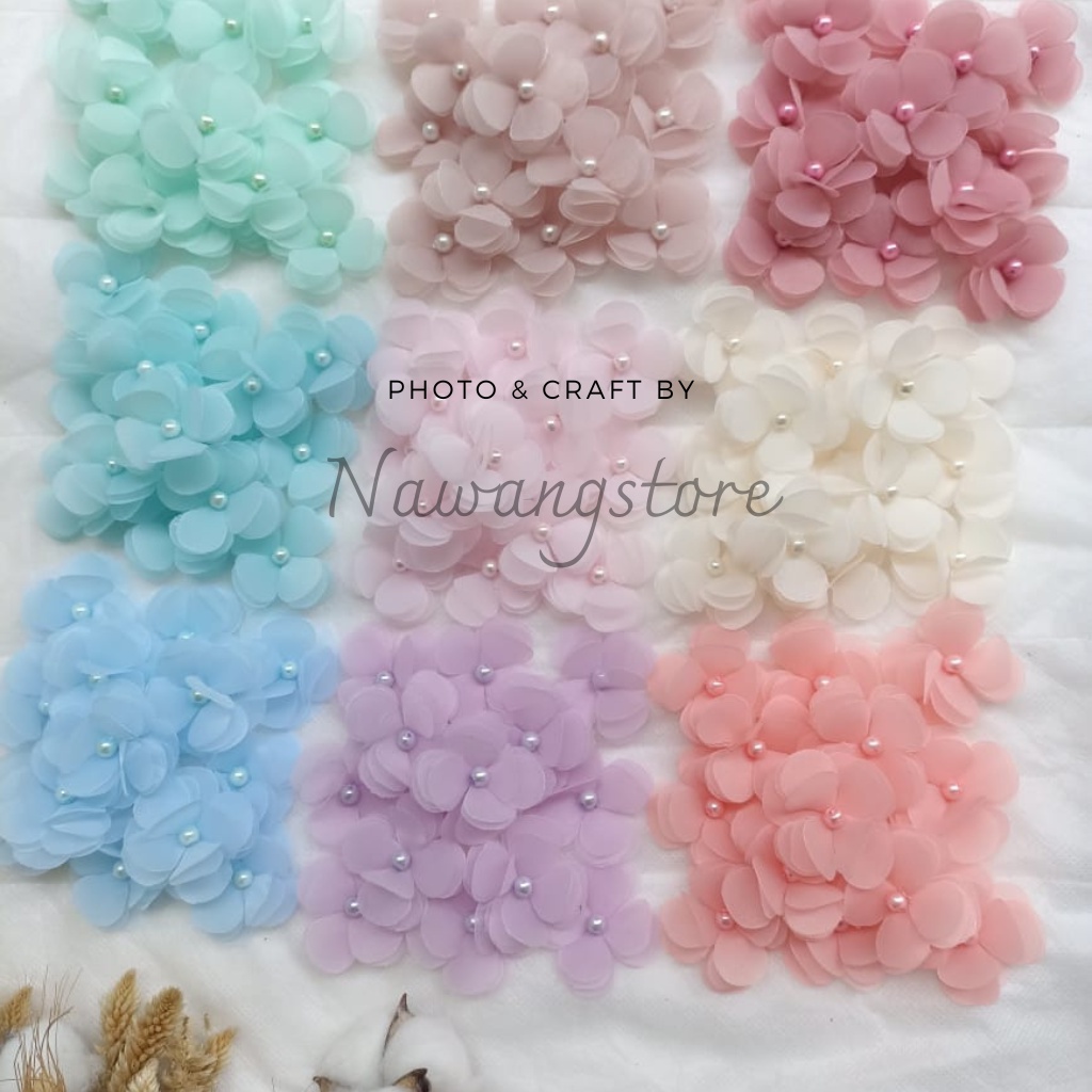 aplikasi bunga organza/ bunga aster /3cm &amp; 4cm/5K-1me /kebaya/brukat/brides/payet