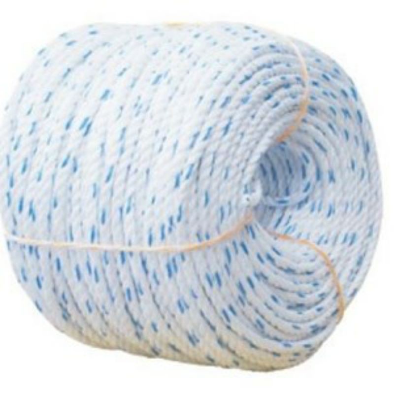 

tali nylon atau tali tambang atau tali PP Mono putih strip biru ukuran 6mm RRT