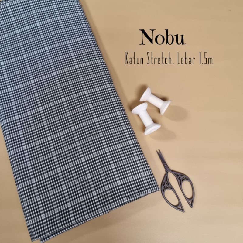 (HARGA 0,5m) KAIN KOTAK KOTAK TARTAN PLAID BAHAN KATUN STRETCH NOBU