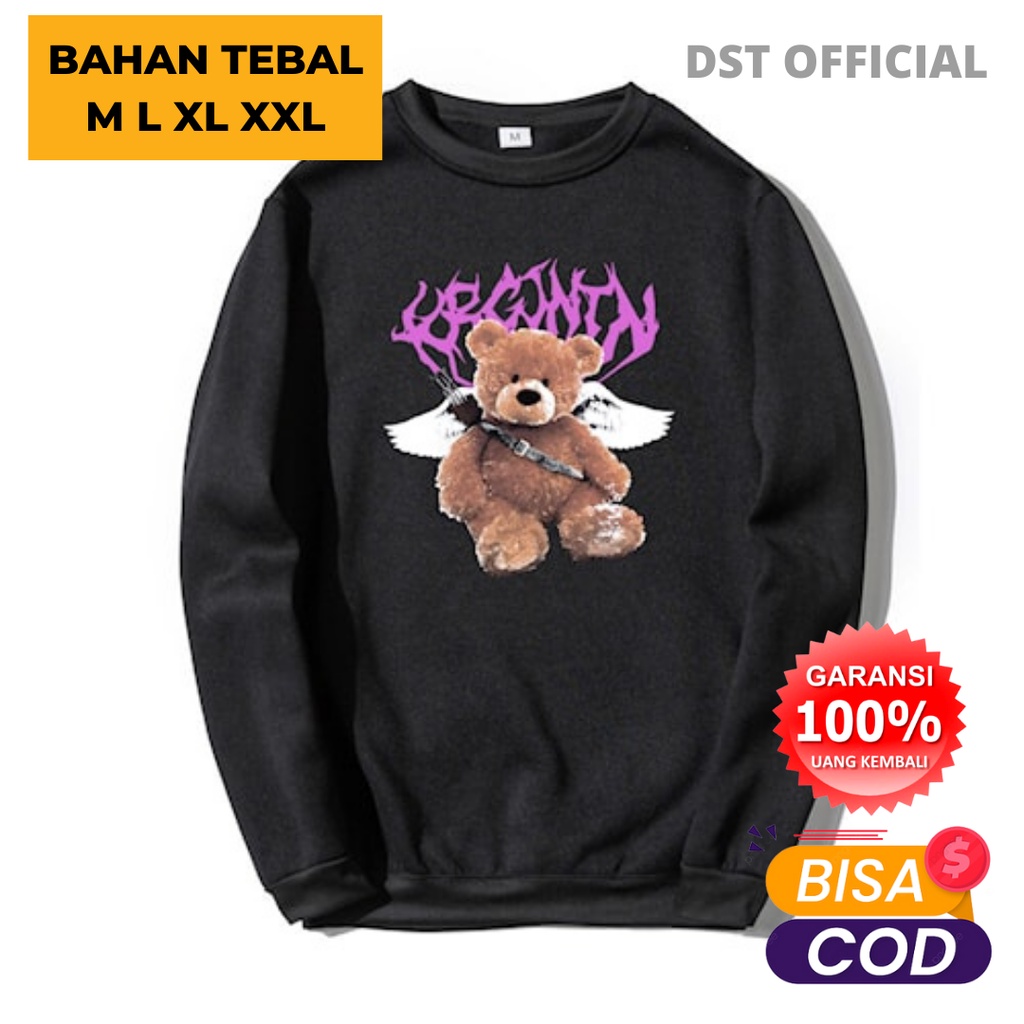 DST Sweater Sweter Crewneck Cwerneck Crewnek Distro Bear Pria Wanita Cewek Cowok Kekinian Sweter Suw