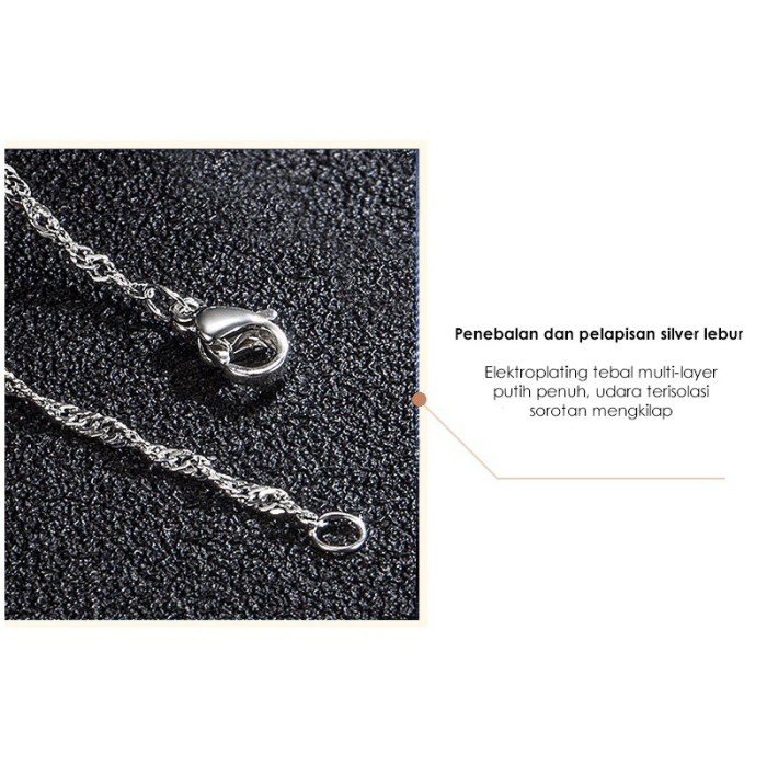 TT-NLS Tino-tino kalung Titanium Rantai Tambang Anti Karat/ Kalung Titanium Rantai Gelombang Riak Air