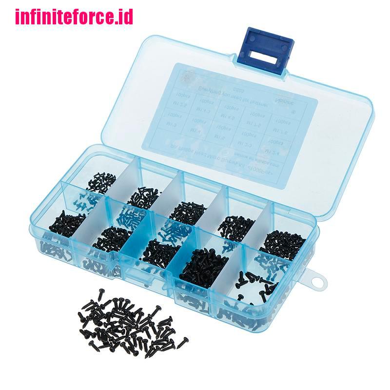 1000Pcs/set M1 M1.2 M1.4 M1.7 mix PA head micro screws round head