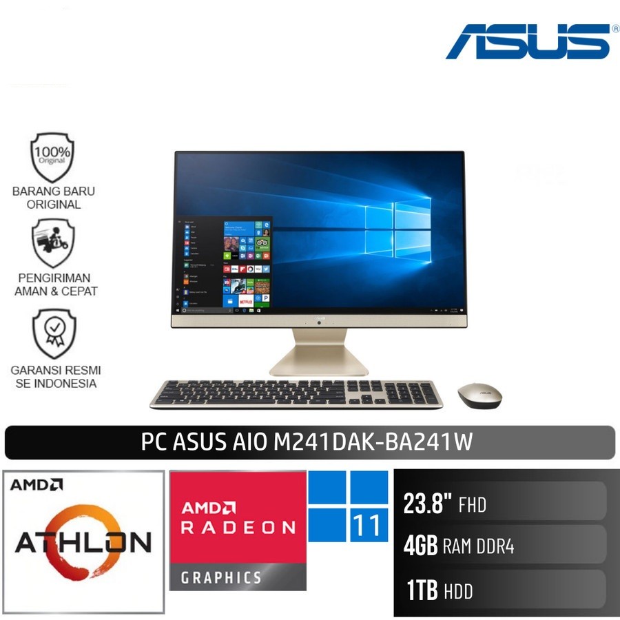 PC AIO ASUS M241DAK BA241W - Athlon 3050U/4GB/1TB HDD/23.8"/W11/Black