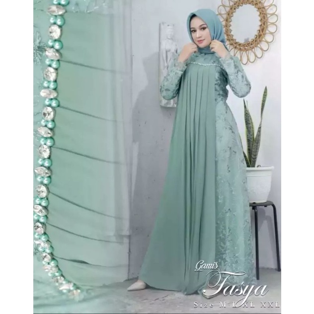 Kk COD / Gamis Tasya Modern 2022/Gamis Brokat Pesta Kekinian/Gamis Pesta termurah 2022/baju gamis/te
