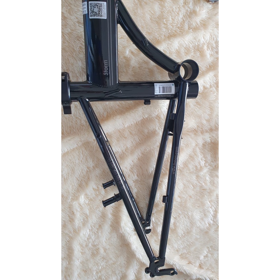 Frame Fork plus Handlepost Fnhon Storm V Brake 20 22 inch Warna HITAM GLOSSY Chromlly