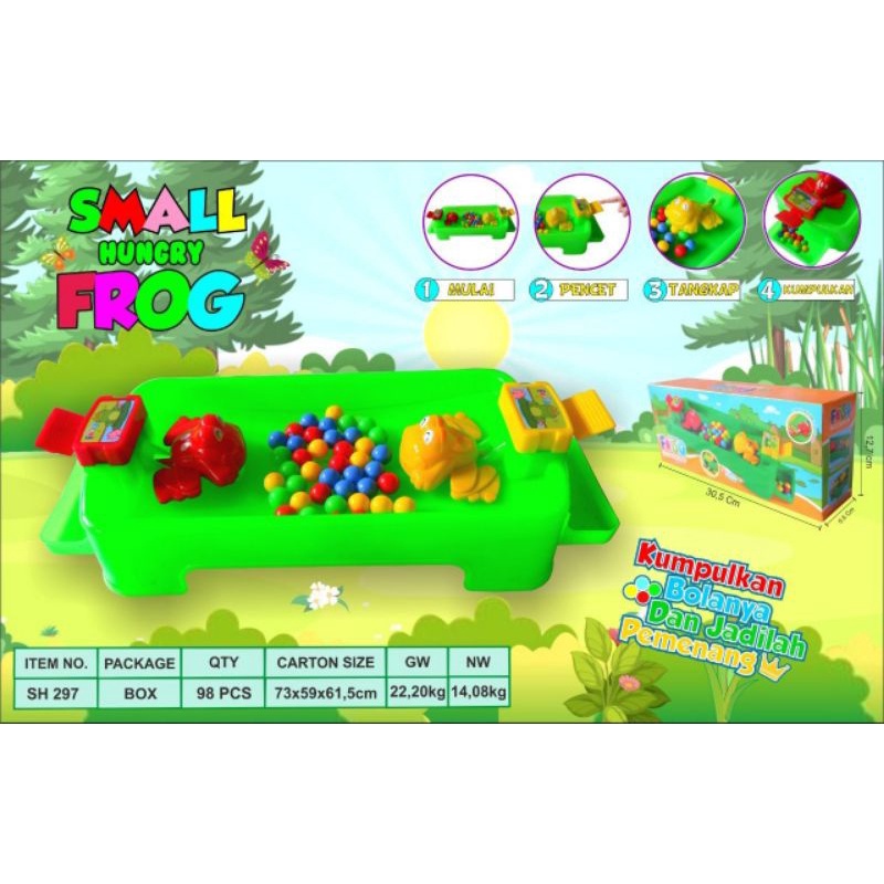 [SH297] Mainan Edukasi Anak Hungry Frogs / Frog Scramble KEMASAN BOX - Main Game Bersama Kodok Kelaparan 2 Orang / Katak Makan Bola