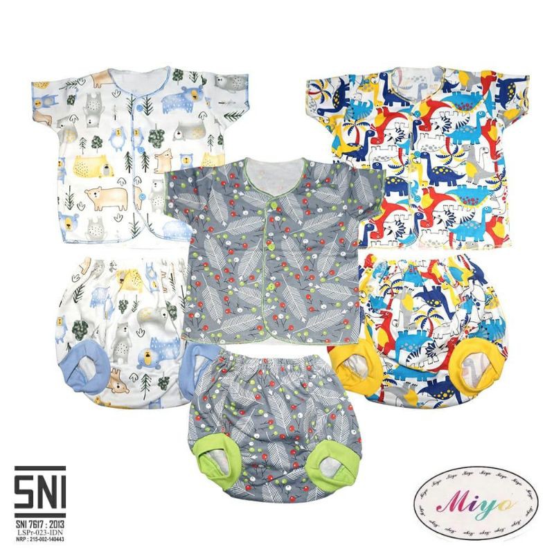 1pc Setelan Pendek Bayi NB 0-3 Motif Miyo