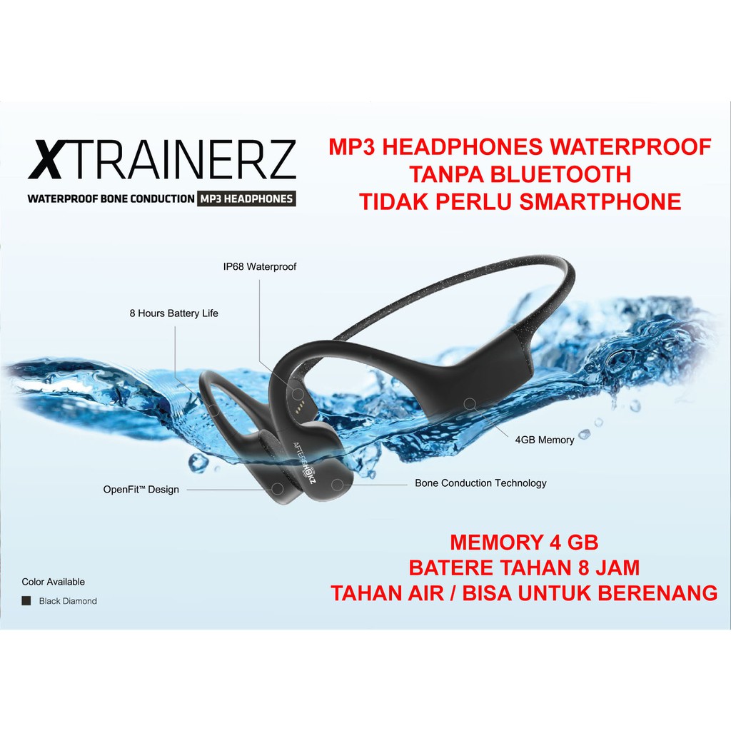 SHOKZ OPENSWIM MP3 Player Bone Conduction Anti Air bisa untuk berenang Waterproof IP68 4 GB GARANSI RESMI TAM 2 TAHUN