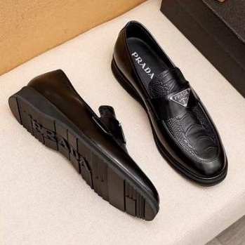 pantofel pria sepatu formal lv cowok hitam mirror quality kulit terbaru