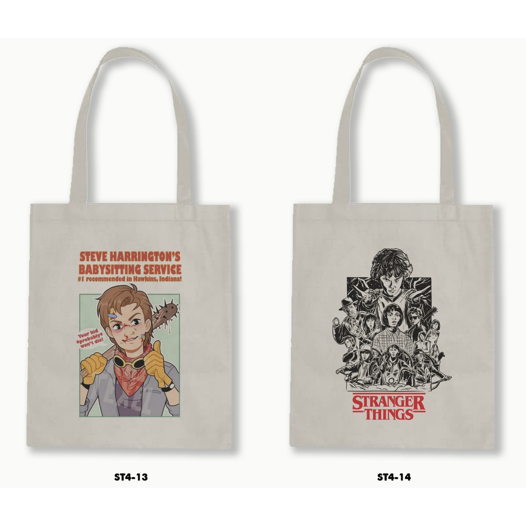 Tas Tote Bag Resleting Kanvas/Blacu  - Stranger Things 4 - 01