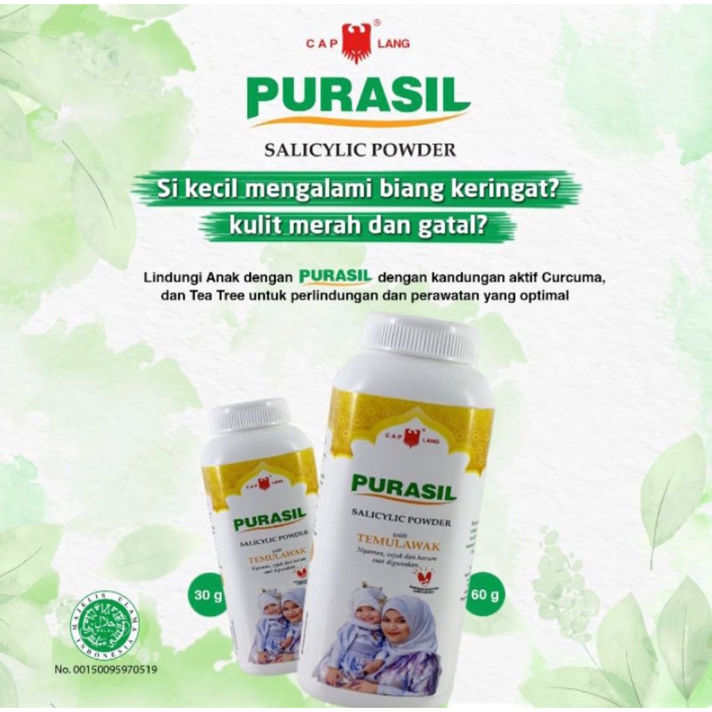 Cap Lang Bedak Purasil Salicylic Powder 30 gr 60 gr Bedak Gatal Biang Keringat Bayi Anak