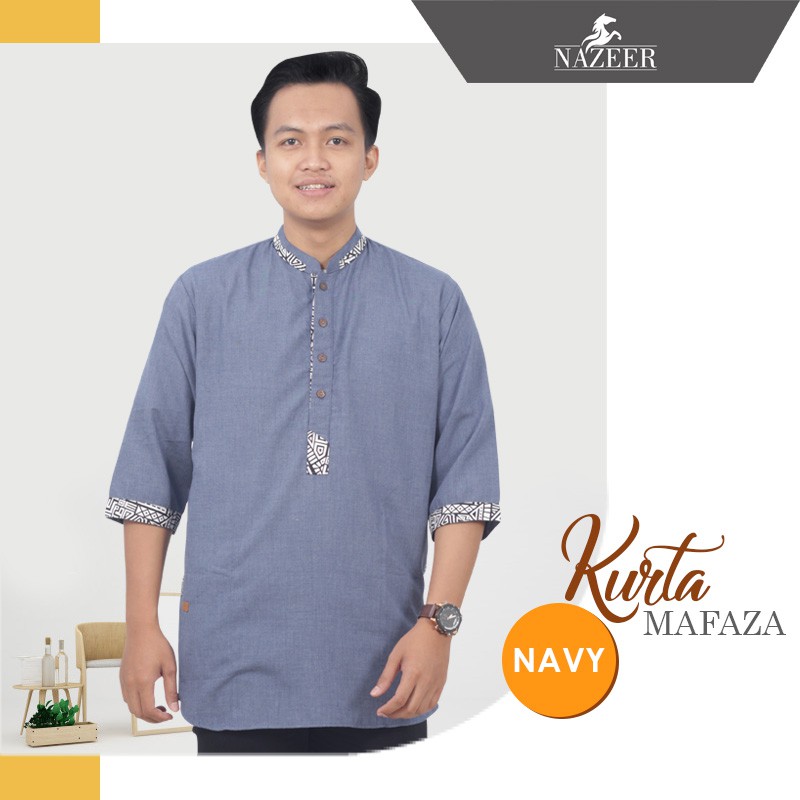 NAZEER Kurta Koko Pakistan Pria Kasual MAFAZA
