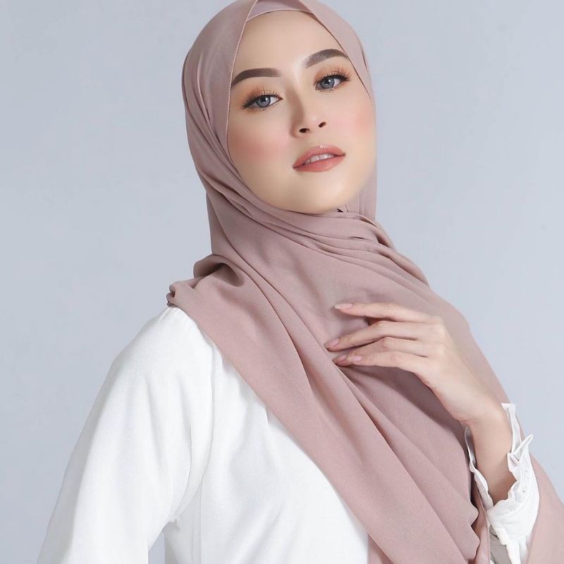 BISA COD! PASHMINA BELLA SQUARE DOUBLE HYCOUNT 175X75CM-Mocca