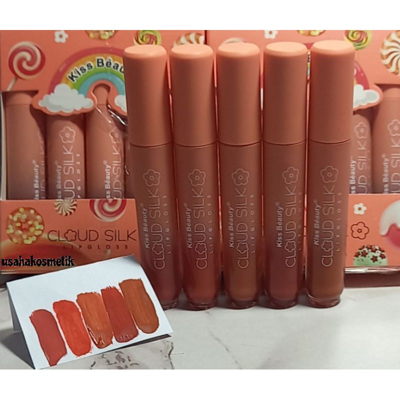 PROMO HARGA 1PAK ISI 5PCS LIP GLOSS MATTE CLOUD SILK KISS BEAUTY KEMASAN PELANGI NO.70065