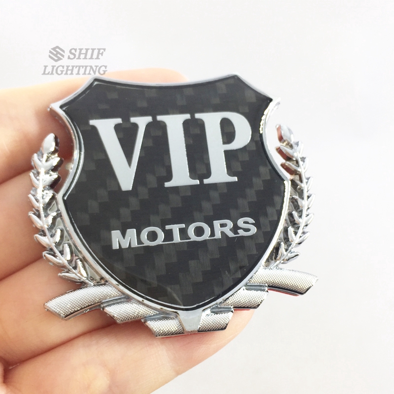 1pc Stiker Emblem Logo VIP Bahan Metal Carbon Fiber Untuk Dekorasi Mobil