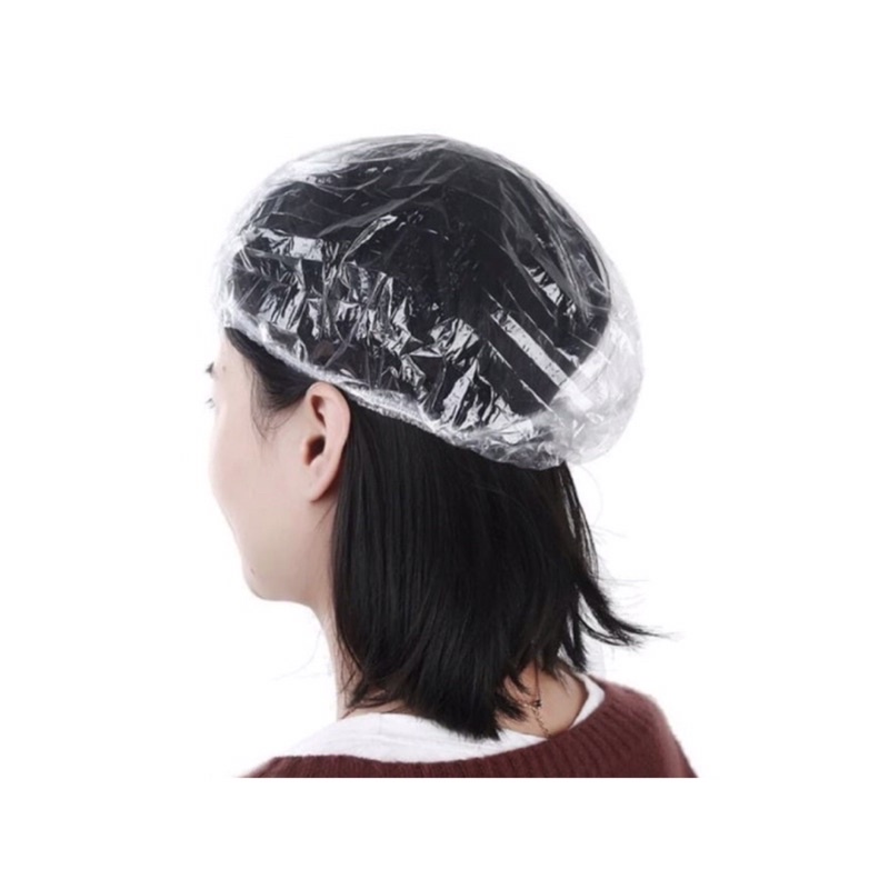 100pcs SHOWER CAP PLASTIK MURAH SEKALI PAKAI DISPOSIBLE SHOWER CAPS