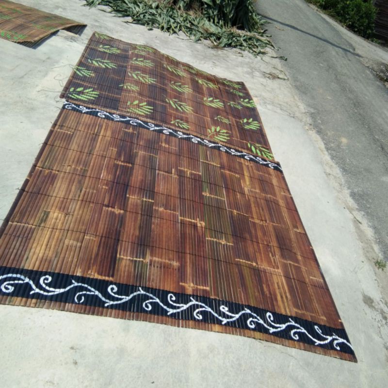 tirai bambu Hitam krey motif 2,5x2,5