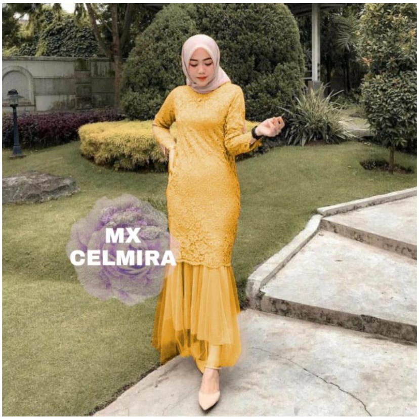 (DIIJAMIN REALPICT)MAXI CELMIRA DUYUNG BRUKAT TULANG GLITER PREMIUM / GAMIS BAJU MUSLIM DRESS KONDANGAN