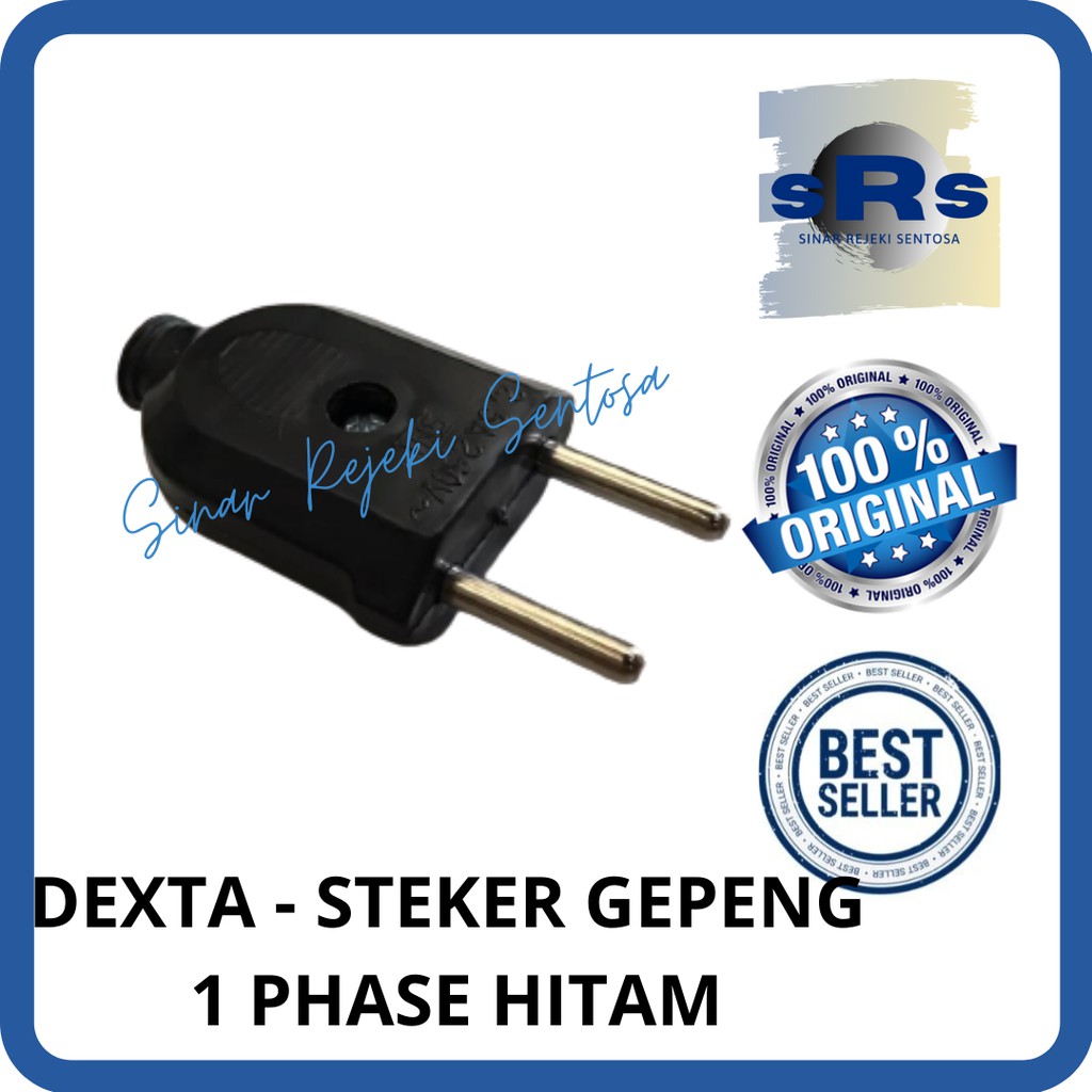 DEXTA - STEKER 1 PHASE/STEKER GEPENG PIN KUNINGAN HITAM