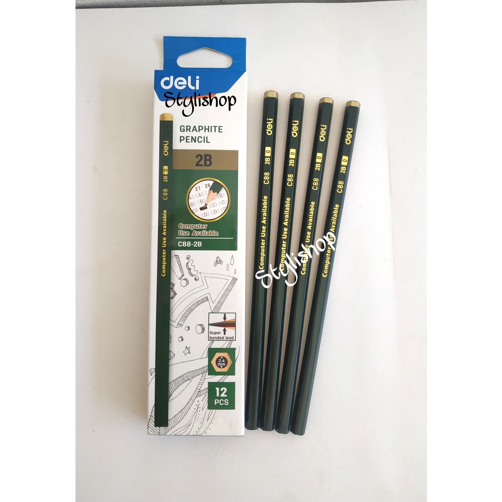 

(12pcs/1 lusin) Pensil Kayu 2B Deli C88 Graphite Pencil