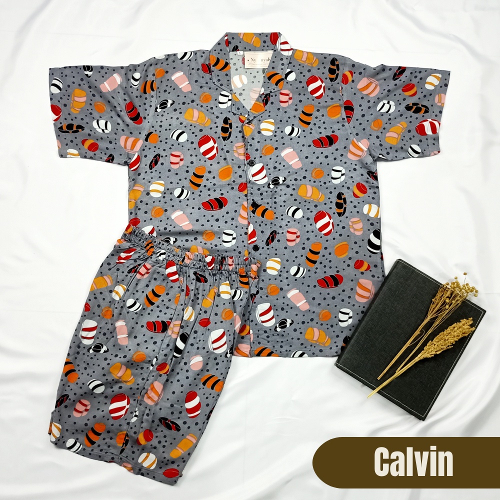 Nyenyak Piyama Rayon Dewasa size M ( HPM ) / Setelan Celana Pendek Pria