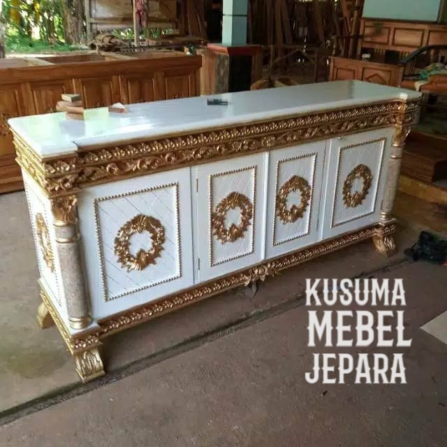 Meja Bufet TV Kabinet Koboi Kayu Jati (Panjang 150cm, Tinggi 60cm)