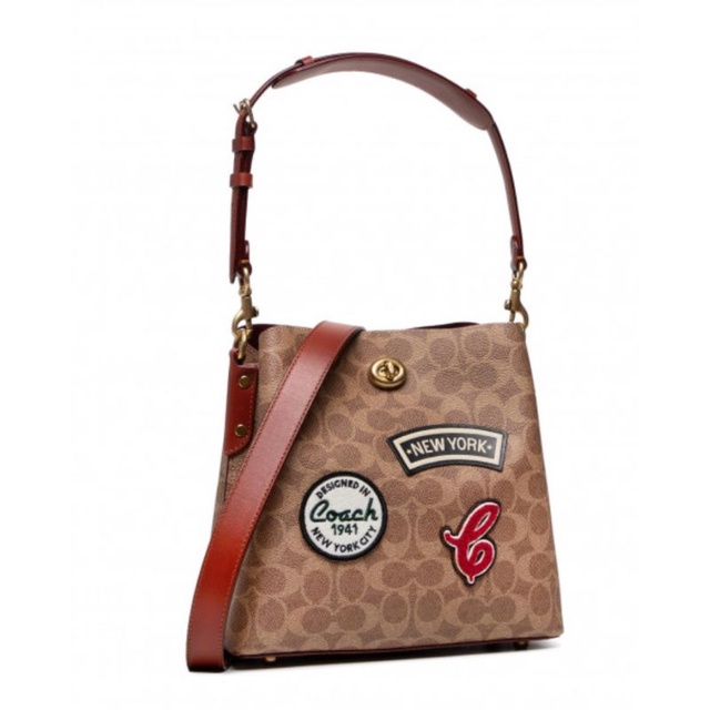 Coach Willow Bucket Bag In Signature Canvas With Patches(C6868)