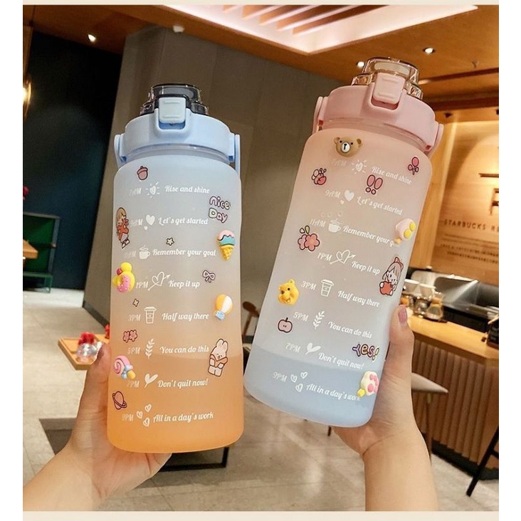 ((READY)) BAKUL UNIK - YIBEN Botol minum pastel jumbo 2L seperti Quifit / botol transparant bening tumbler 2 liter-4