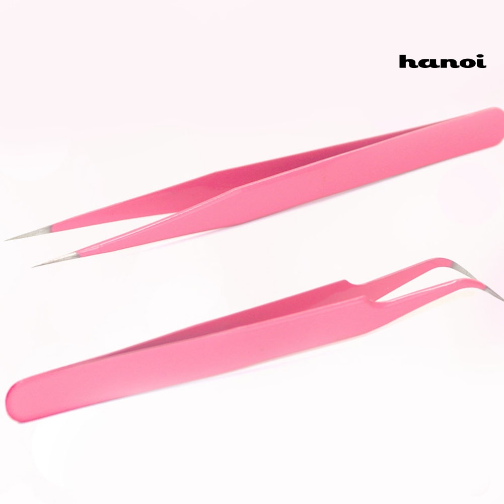 HQTM_Curved Straight Stainless Steel Tweezers False Eyelash Rhinestone Nipper Picker