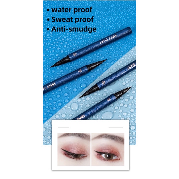 Eyeliner Waterproof AMY'S DIARY Liquid Eyeliner Sweat Proof Anti Smudge Soft Touch tahan lama