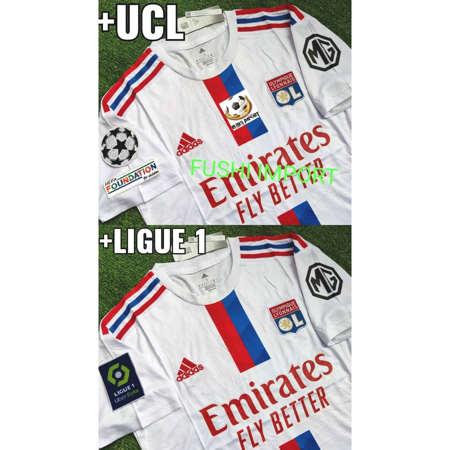 Jersey Baju Bola Olympique Lyon Home Full Patch 2022 2023 Grade Ori