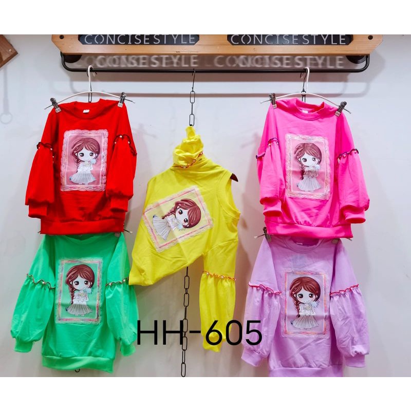 Sweater Anak import Lengan Balon Atasan Lengan Panjang Anak Perempuan Junior