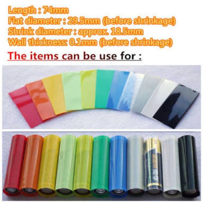 battery warp 18650 pvc heat shrink tubing pelapis baterai tipe 18650 vape banyak varian warna unik