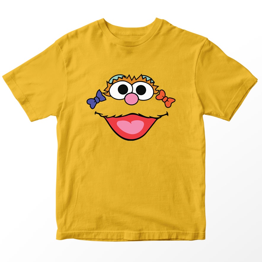 Kaos Sesame Street Zoe  Kartun Anak, Warna Kuning Mustard Umur 1-10 Tahun