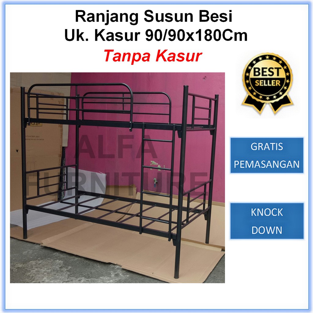 Ranjang Susun Besi Uk. Kasur 90/90x180 Cm