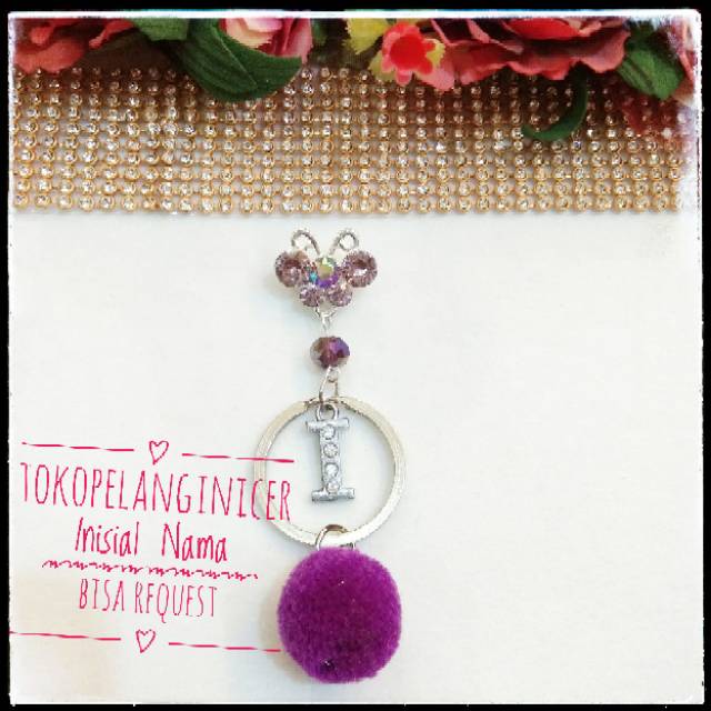 Bros Dagu Jilbab Hijab/Bross Nama Huruf Inisial Mix Pompom by TokoPelangiNicer Fashion Muslim Wanita