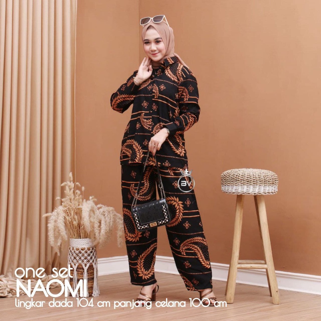 ONE SET  NAOMI 2 in 1 (ATASAN  + CELANA ) / SETELAN WANITA KEKINIAN / SET RAYON