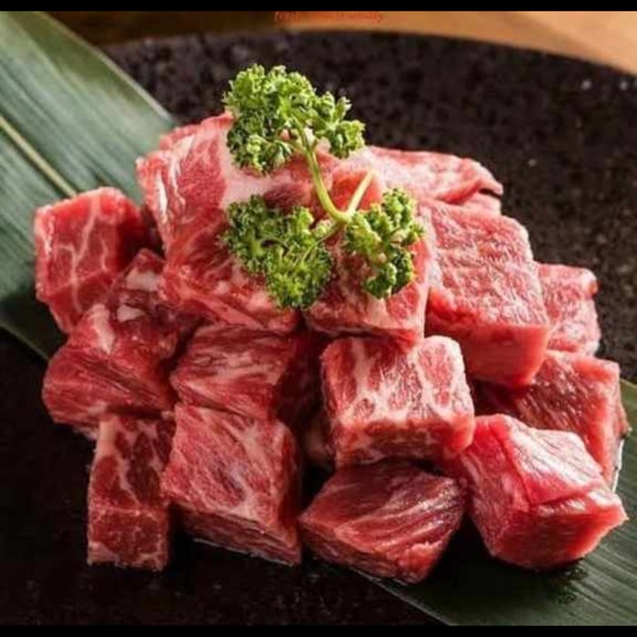 

Premium Wagyu Saikoro 250rg Meltique Daging Sapi Grill Shabu Bite Cube 250 gr