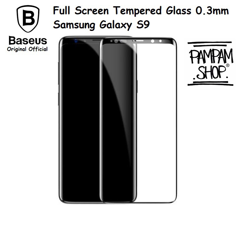 BASEUS ORIGINAL Tempered Glass Full Screen Samsung Galaxy S9 Plus S9+ 0.3mm Pelindung Anti Gores Ori