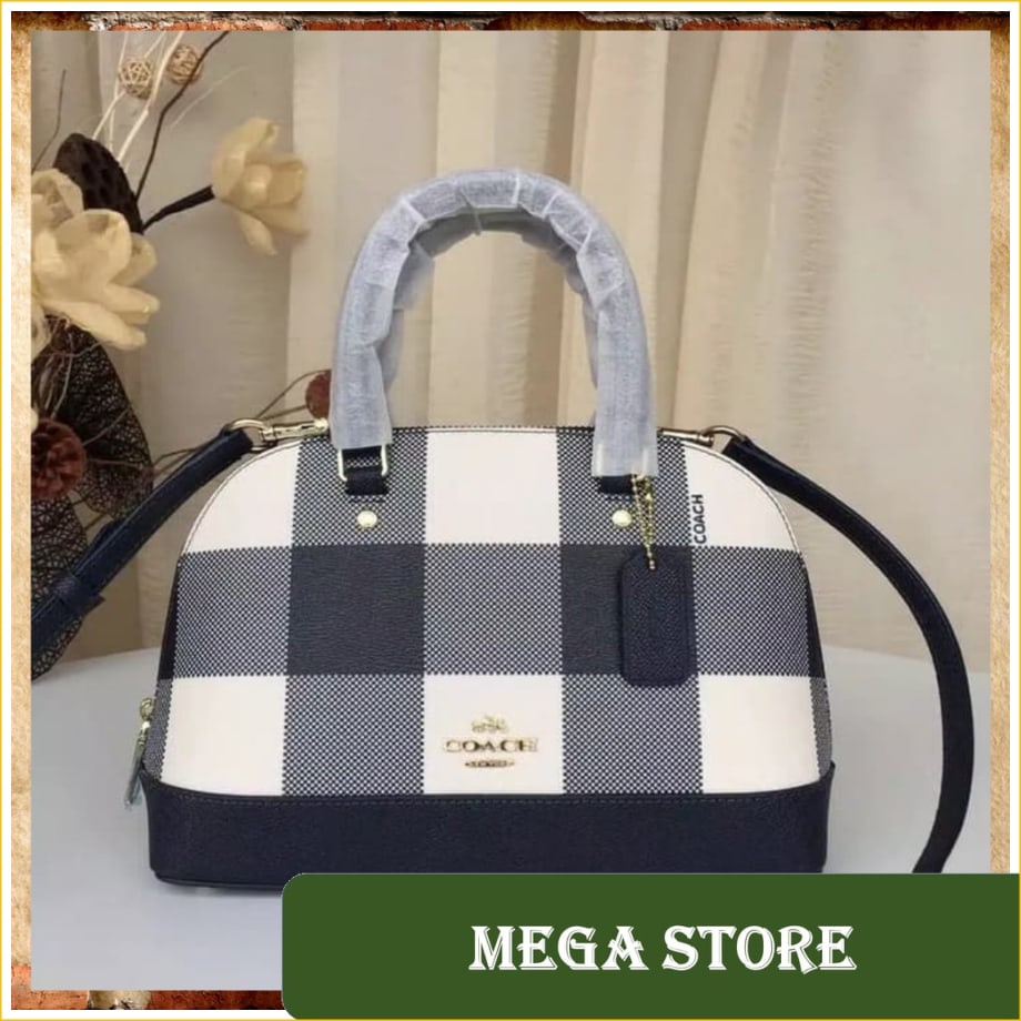 ORIGINAL COACH - Mini Sierra Satchel Buffalo Plaid Print Midnight [ FULLSET NEW WITH TAG ]