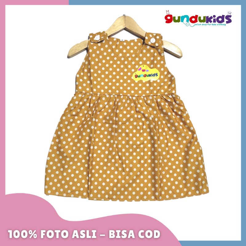 Pilih Motif / Dress kartun anak 1 tahun / bayi 0-12 bulan / kancing bahu catra / daster anak karakter / COD daster / dress karakter kancing 1-2 th / Dress anak bayi murah / lengan kutung / dress bayi perempuan-Mustard Polka