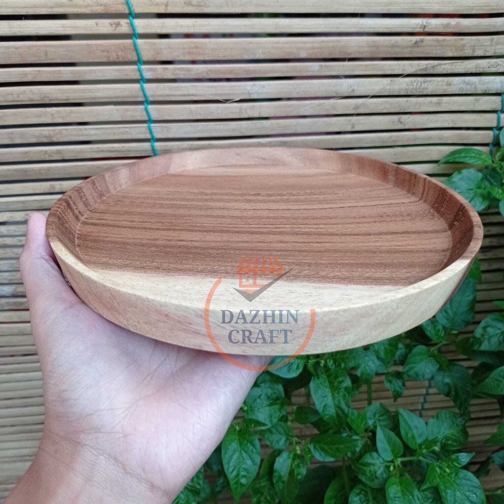 Nampan Kayu Suwar Kecil Diameter 20cm, Baki Kayu, Tanpa Finishing, Aman Untuk Makanan