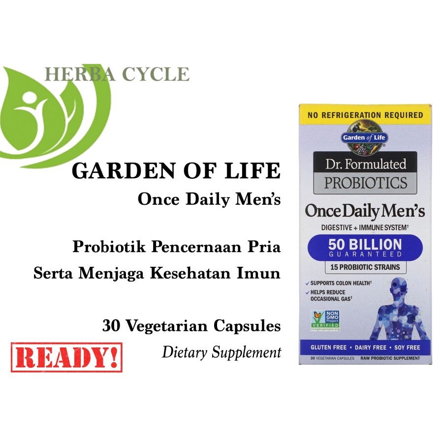 Garden of Life Once Daily Men 30 VegCaps ORI USA Multivitamin Probiotik Pria