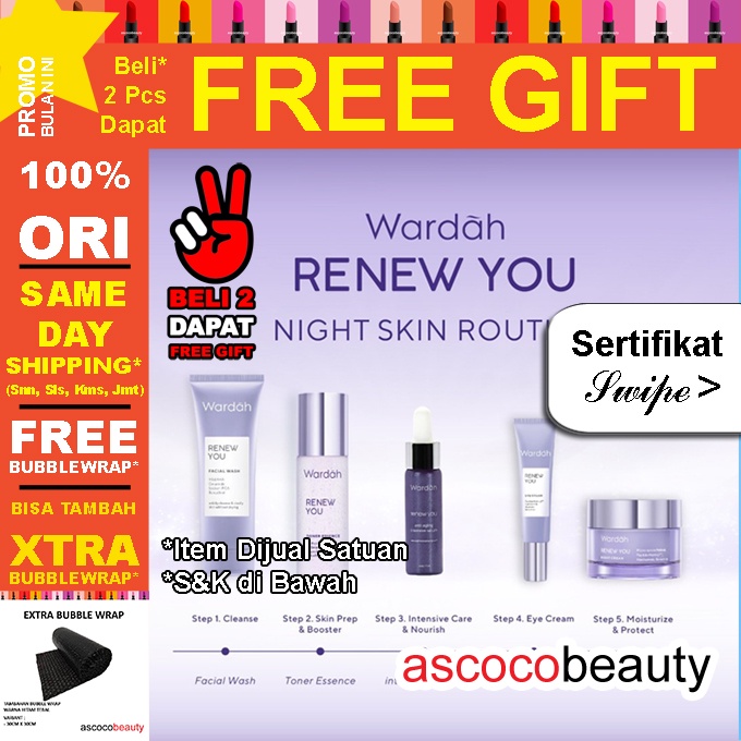 Wardah RENEW YOU ANTI AGING | Day Cream Night Eye Intensive Serum Treatment Toner Essence Facial Wash Face ✰ ascocobeauty ✰