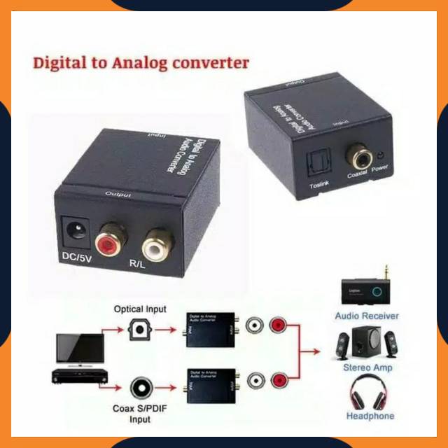 [COD]  SATU PAKET LENGKAP CONVERTER AUDIO DIGITAL TO ANALOG OPTIK/TOSLINK TO RCA + KABEL OPTIK AUDIO VENTION 1 METER + KABEL RCA 3 KE 3 / BISA KE SPEKER AKTIF AMPLIFIER ORIGINAL