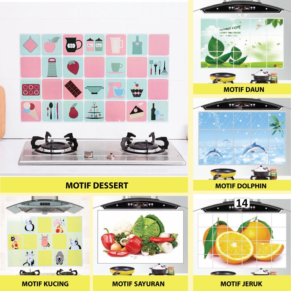 AGG-108 Wallpaper dapur / Stiker Dinding Dapur /  Wall Sticker Anti Minyak Dapur Motif