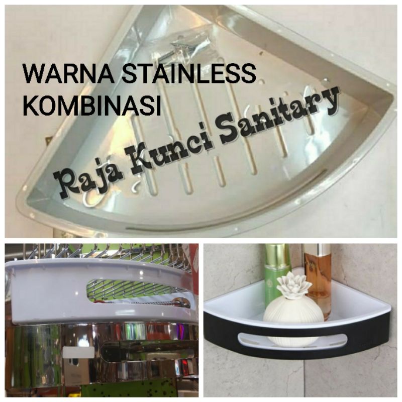 Rak Sudut Stainless Kombinasi/Rak Sabun Stainless/Rak Kamar Mandi