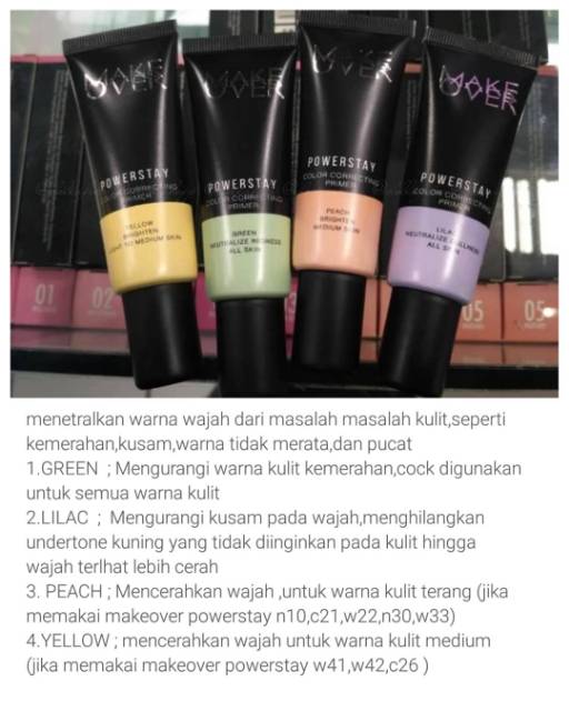 (SHARE IN JAR) MAKE OVER POWERSTAY COLOR CORRECTING PRIMER PEACH YELLOW GREEN LILAC