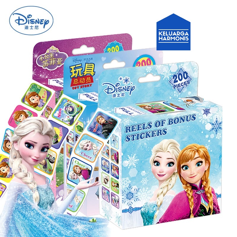 Stiker mainan anak-anak disney 1 box isi 200 stiker frozen elsa